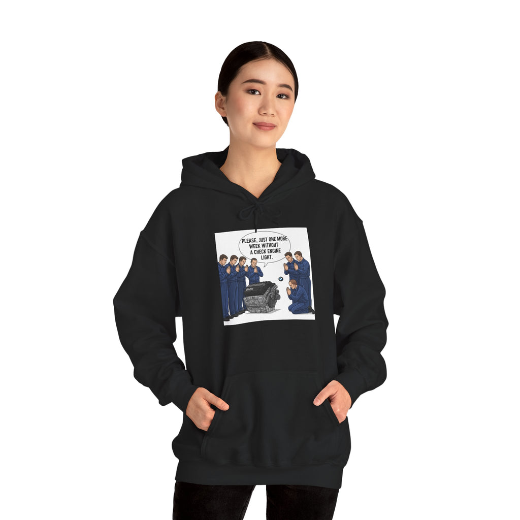 Hooded Sweatshirt - Bmw Check Engine Meme Design
