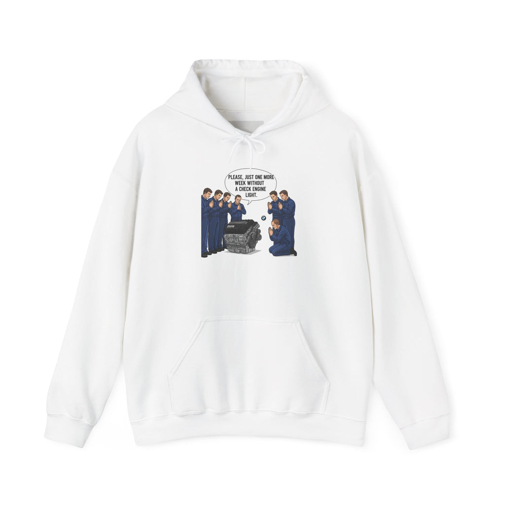 Hooded Sweatshirt - Bmw Check Engine Meme Design