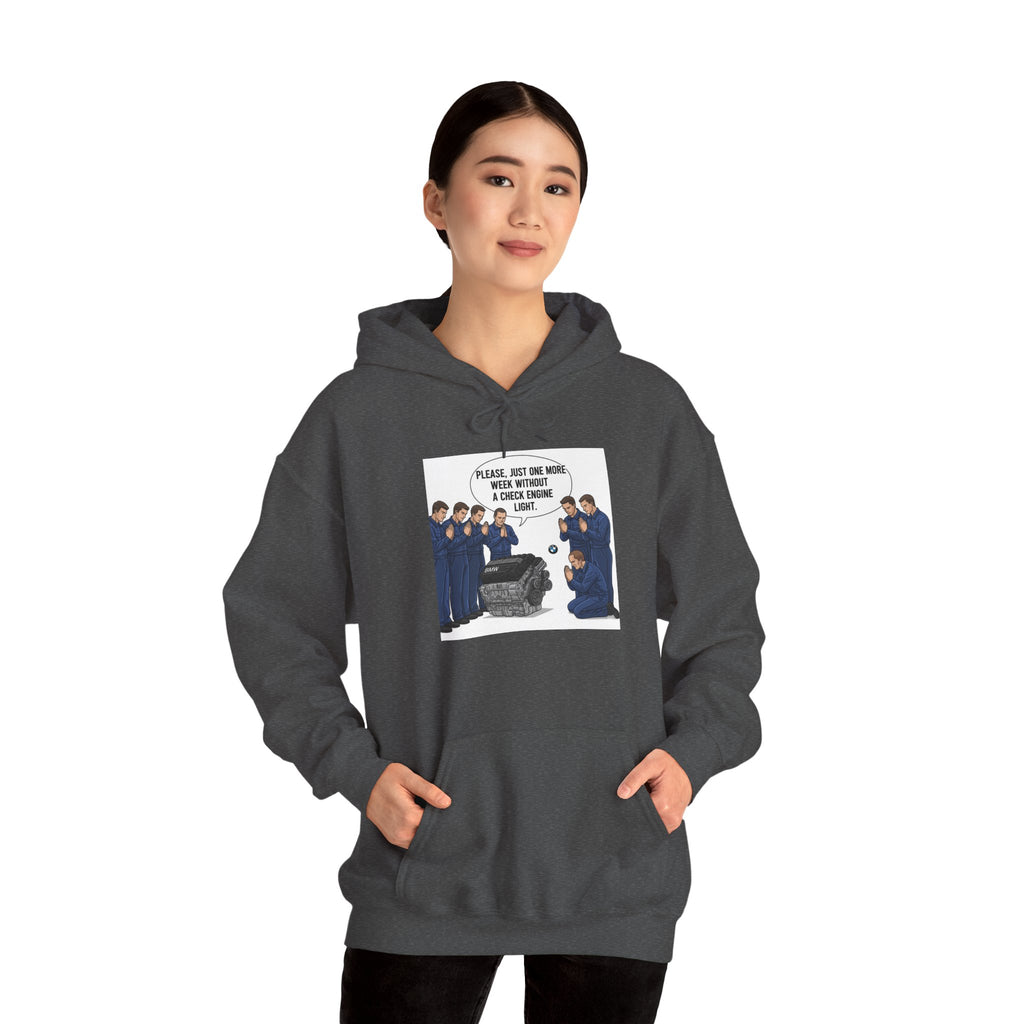 Hooded Sweatshirt - Bmw Check Engine Meme Design