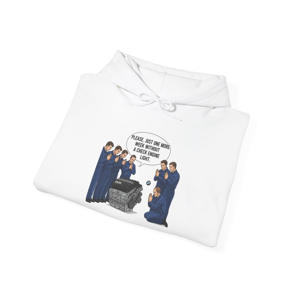 Hooded Sweatshirt - Bmw Check Engine Meme Design