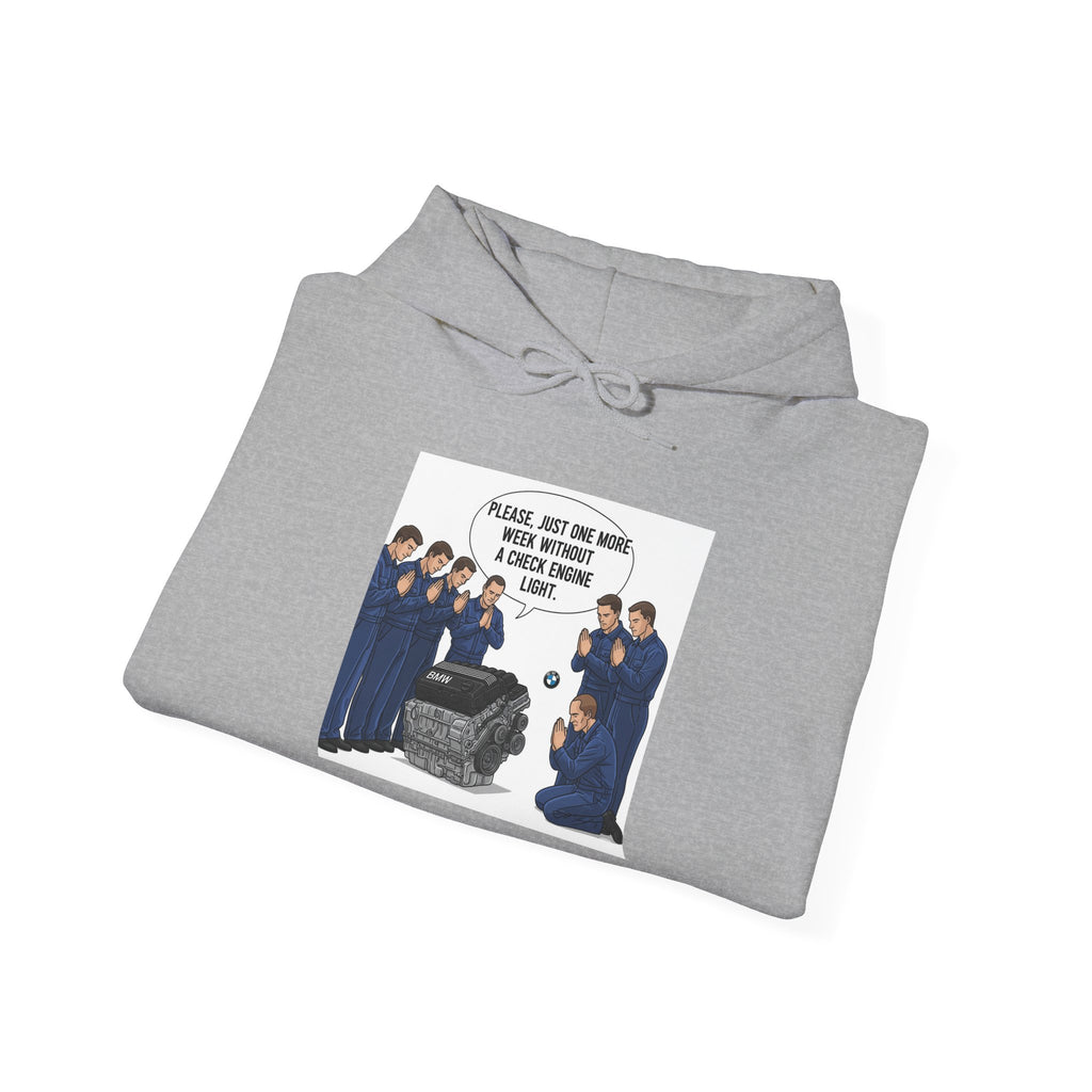Hooded Sweatshirt - Bmw Check Engine Meme Design