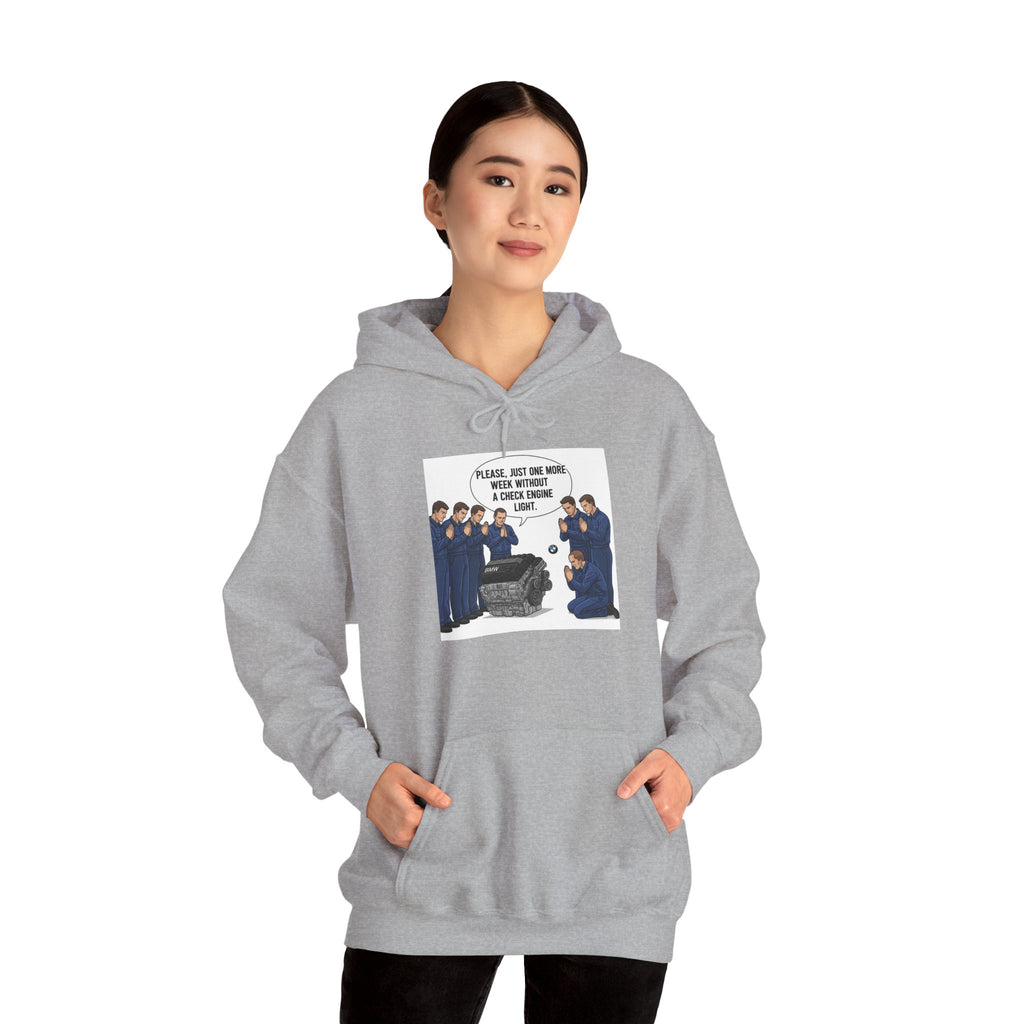 Hooded Sweatshirt - Bmw Check Engine Meme Design