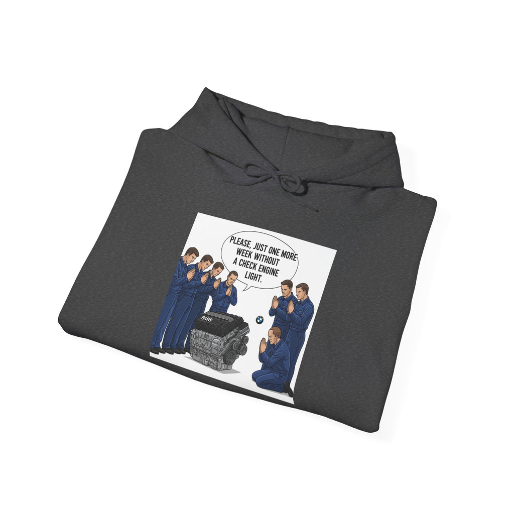Hooded Sweatshirt - Bmw Check Engine Meme Design