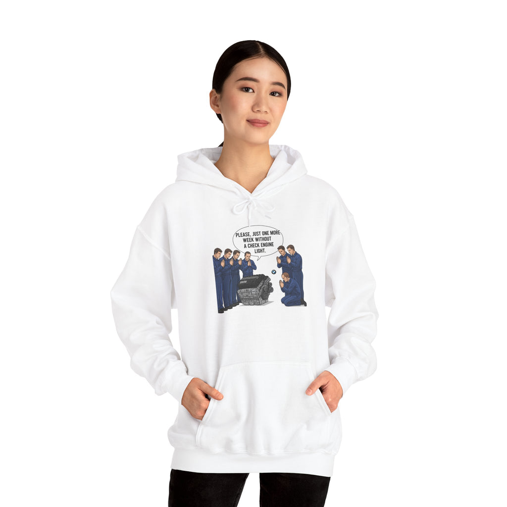 Hooded Sweatshirt - Bmw Check Engine Meme Design
